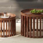 NOAH - Set de 2 Tables Basses Ronde en Bois de manguier Brun Clair