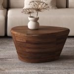 MATTEO - Table Basse en Bois de Manguier Brun Clair - 70 cm