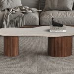 MARLON - Table Basse en Bois de Manguier et Travertin véritable - 120 cm