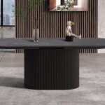 LAGOS - Table Extensible Ovale Effet Brun Foncé - 180-220 cm