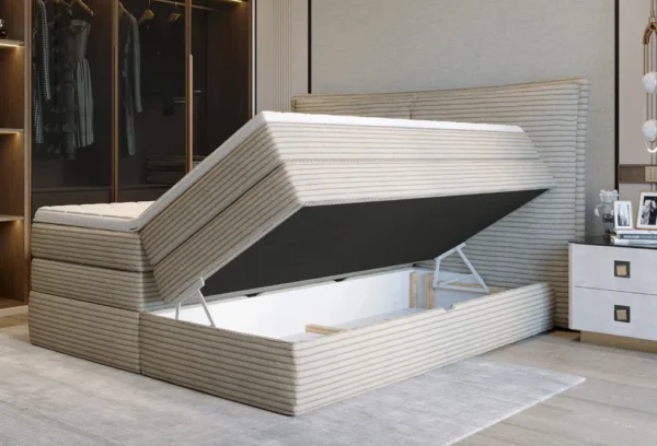 MADDEN - Lit Coffre Box Spring avec Matelas Bonnell