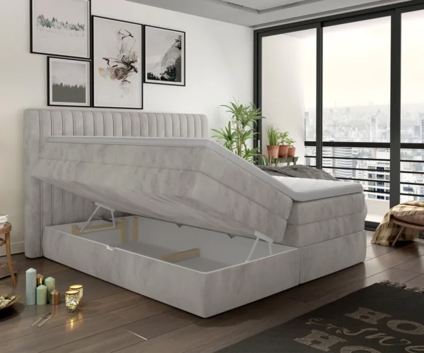 MINOLA - Lit Coffre Box Spring avec Matelas Bonnell