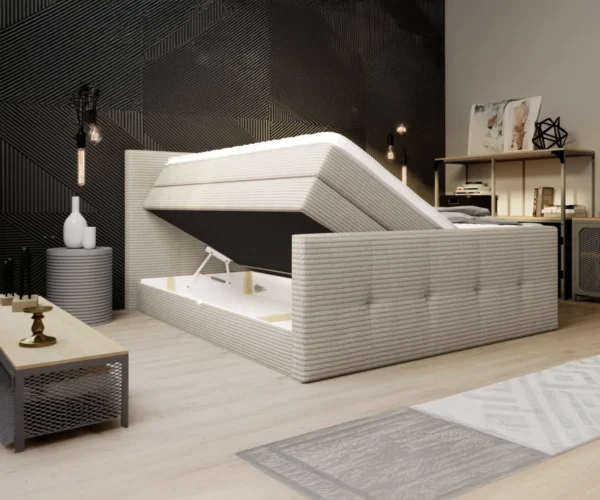 MEDINO - Lit Coffre Box Spring avec Matelas Bonnell