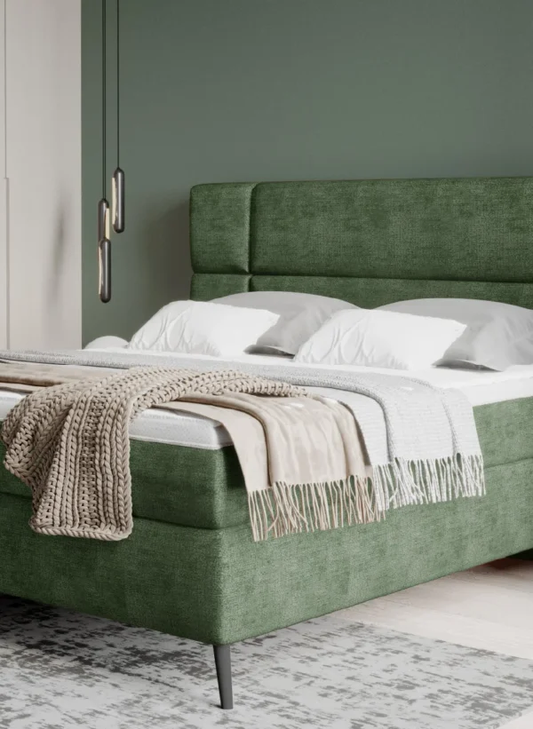 LUCIO - Lit Coffre Box Spring avec Matelas Bonnell