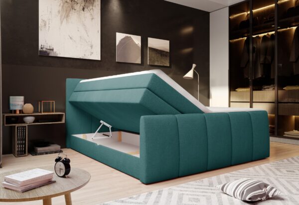 FRESCO - Lit Coffre Box Spring avec Matelas Bonell