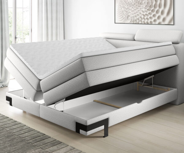 KANO - Lit Coffre Box Spring avec Matelas Bonnell