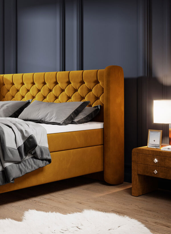 MADISON - Lit Coffre Box Spring avec Matelas Bonnell
