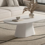 TAVIRA - Table Basse Ovale Effet Ciment - 120 cm