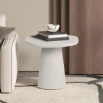 TAVIRA - Table Basse Ovale Effet Ciment - 55 cm